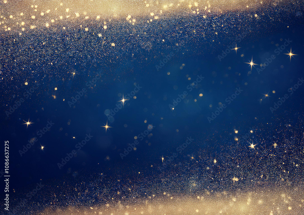 Obraz premium クリスマスイメージのキラキラの青い背景