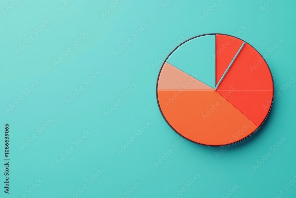 A colorful pie chart on a turquoise background, representing data visualization and analysis. A colorful pie chart on a turquoise background, representing data visualization and analysis.