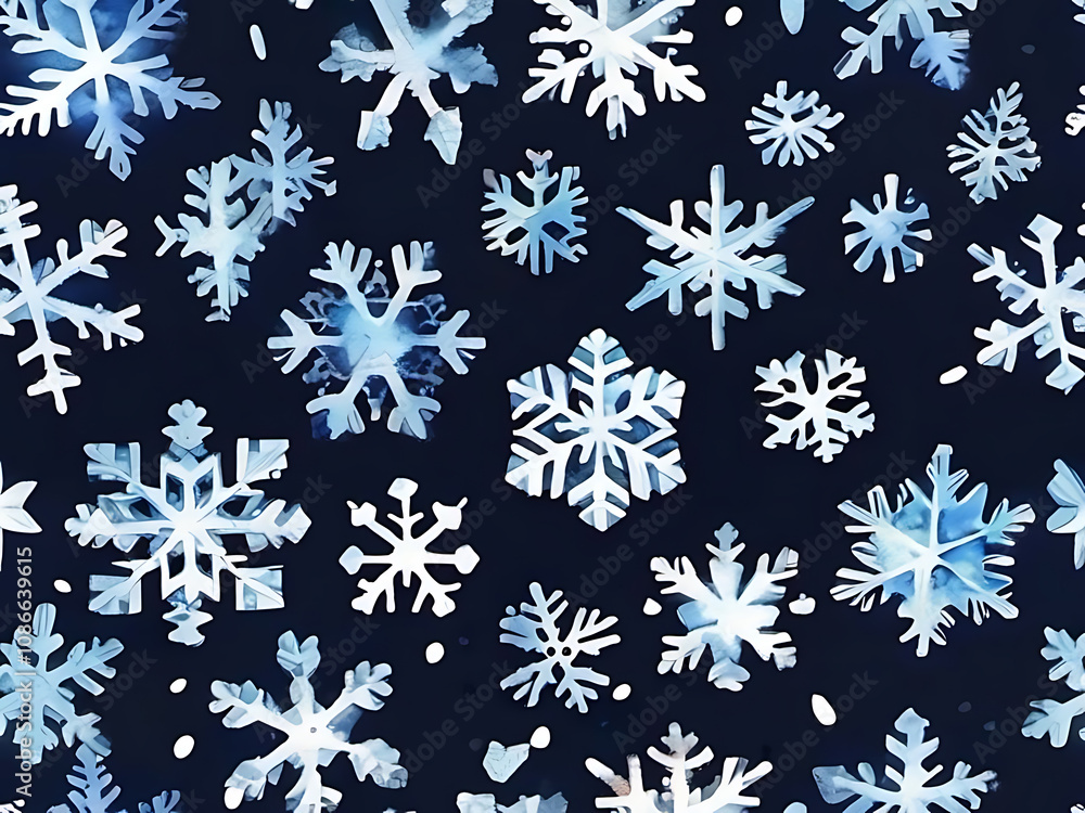 Icy Snowflakes in Watercolor Icy Snowflakes in Watercolor