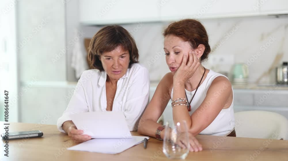 Two women have unpleasant conversation in dining room. High quality 4k footage Two women have unpleasant conversation in dining room. High quality 4k footage