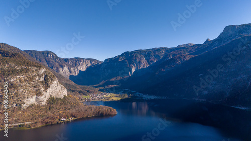 Austria. Alps. Hallstatt. Traunkirchen. Sunny day. Nature. Lake. Forest photo