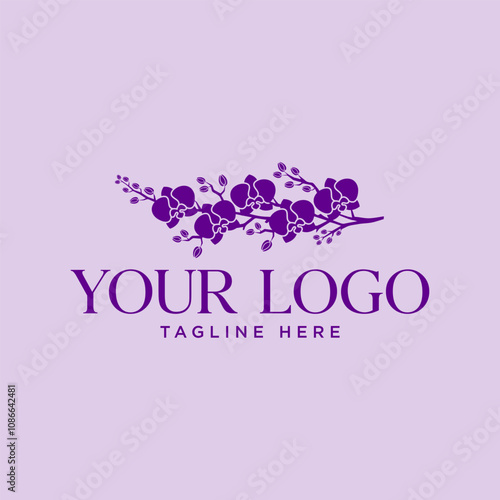 Beautiful orchid logo in refined style.
