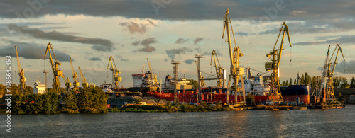 Panorama of the industrial areas of the port city.Szczecin.Poland