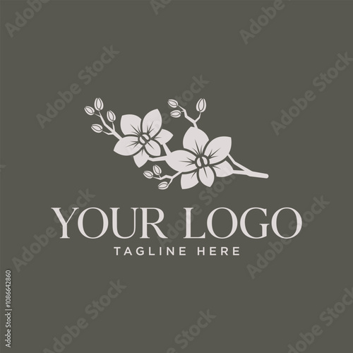 beautiful wild orchid flower logo