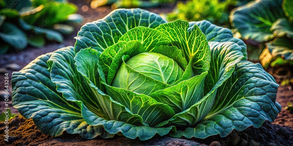 Obraz premium Vegetable garden documentary: Cabbage head growth, from sprout to harvest.