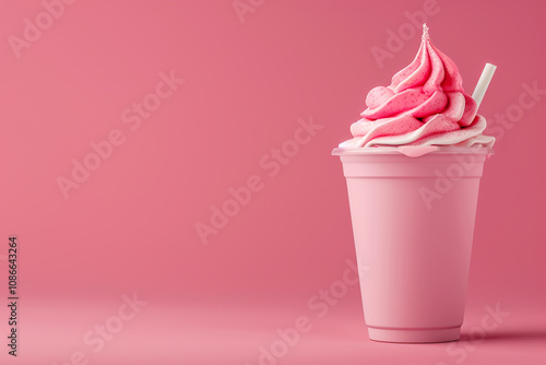 Delicious Strawberry Smoothie with Whipped Cream on Top photo