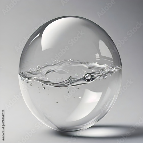 A water filled sphere with ripples and bubbles