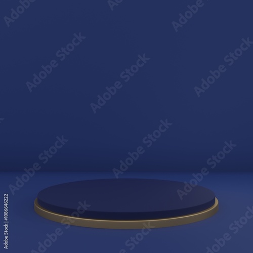 Luxury Product Stand in blue room ,Studio Scene For Product ,minimal design,3D rendering	
