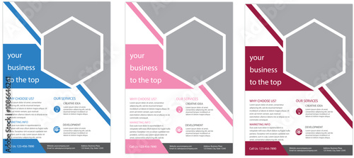 A4 Corporate flyer tamplate  blue red and pink flyer fully ediditable 
