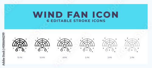 Wind fan line icon with different stroke. Vector illustration.