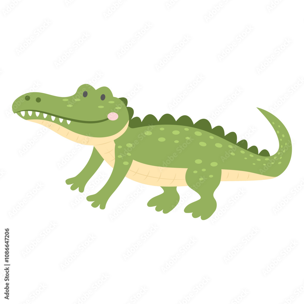 Fototapeta premium Cute crocodile isolated on white background. Cartoon nursery art baby character.