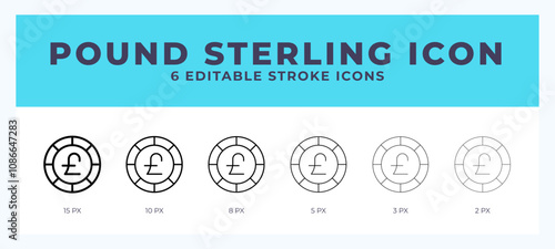 Pound sterling icon. Outline. Lineal icon symbol vector. Black outline.