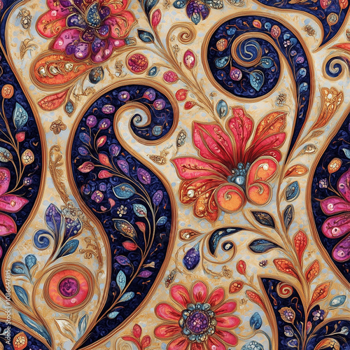 A vibrant paisley pattern  photo