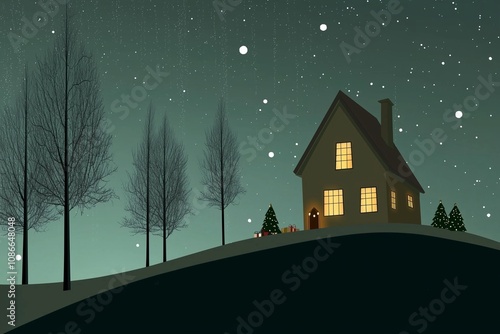 Christmas winter scene decoration background with copy space for text photo