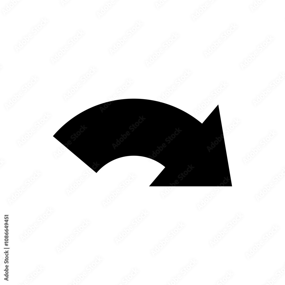 Bent wide arrow. Semicircular curved rounded shape. Bent wide arrow. Semicircular curved rounded shape.