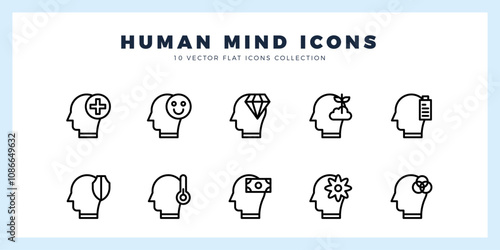 10 Human Mind Lineal icon pack. vector illustration.