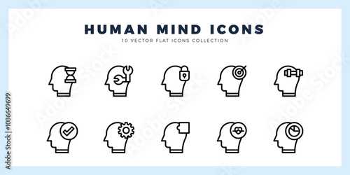 10 Human Mind Lineal icon pack. vector illustration.