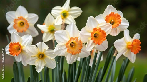 Delicate daffodils blooming in early spring