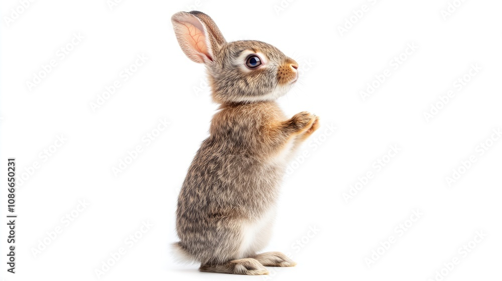 Obraz premium Curious Bunny on White Background