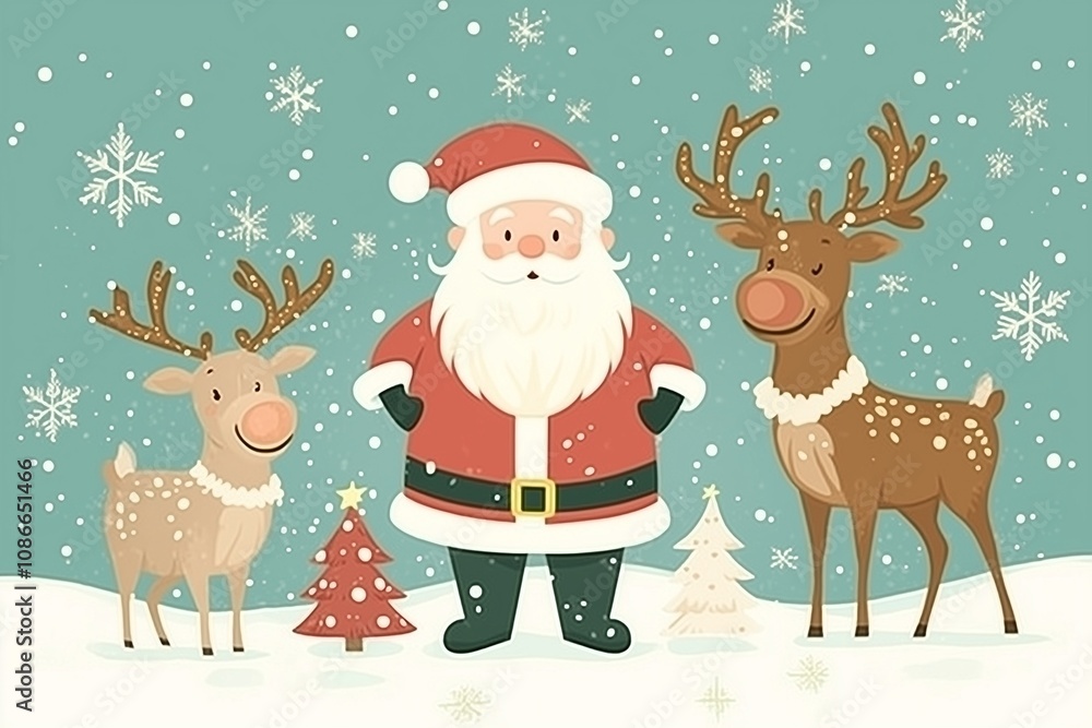 santa claus portrait christmas reindeers background with space for text santa claus portrait christmas reindeers background with space for text
