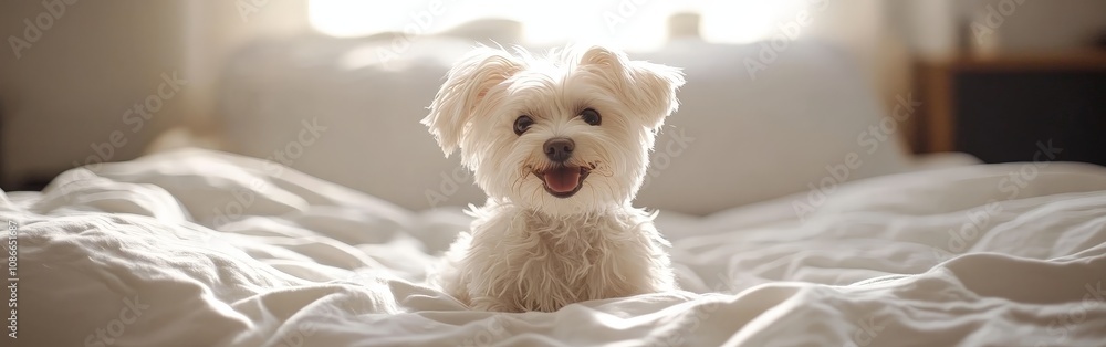 Adorable fluffy dog sitting in warm, soft lighting Adorable fluffy dog sitting in warm, soft lighting