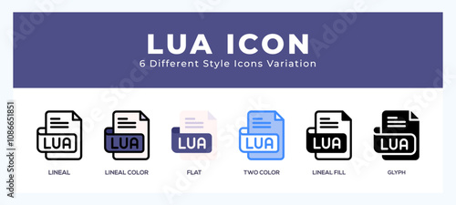 Lua file set of vector icon. For web. and mobile app