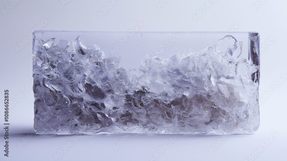 Crystal clear natural ice block in light blue tones, levitate on white background. Crystal clear natural ice block in light blue tones, levitate on white background.