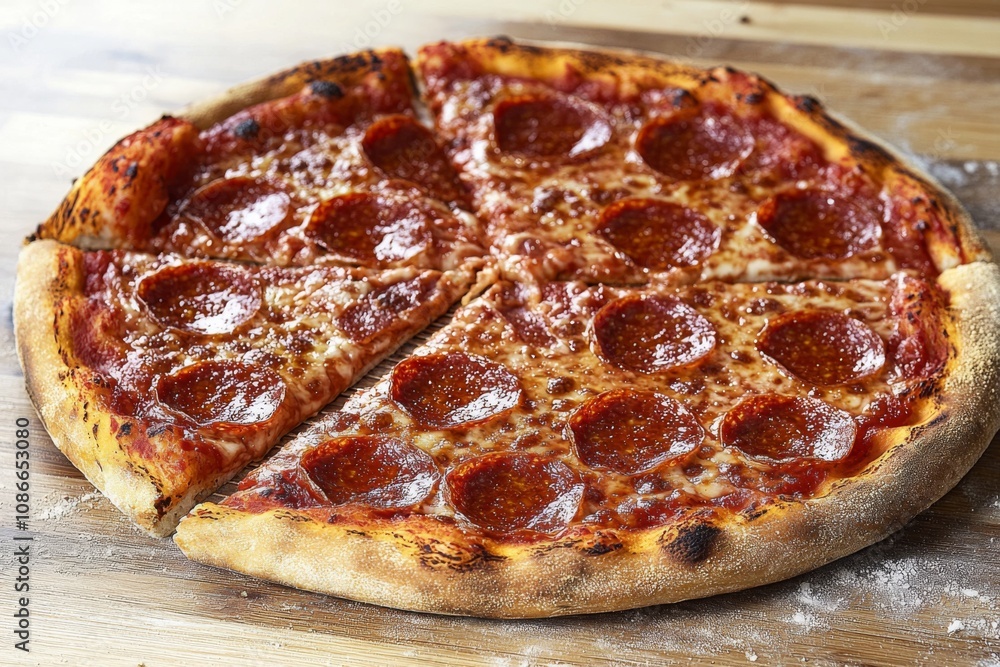 Delicious Pizza on Table Close Up Delicious Pizza on Table Close Up