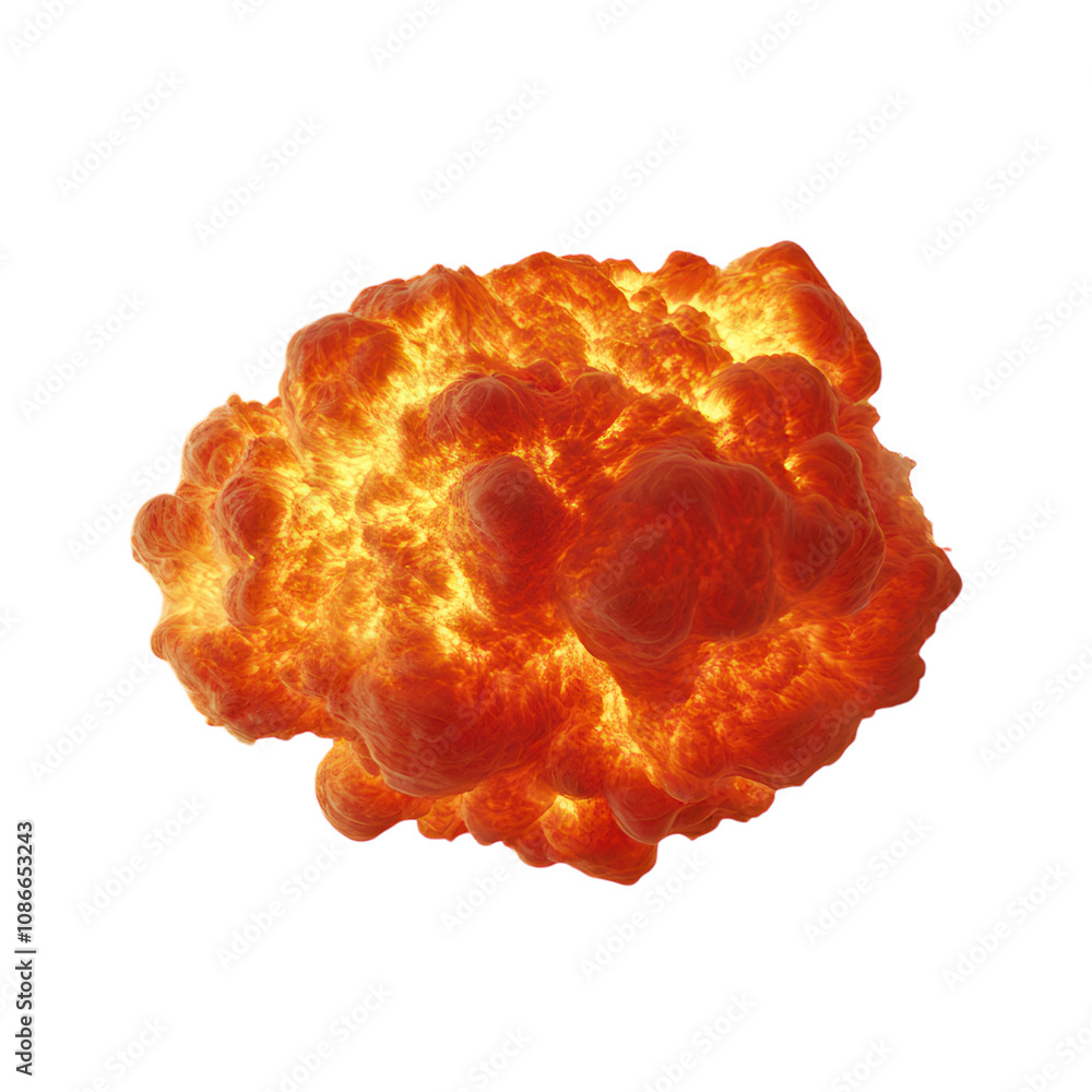 Fiery explosion captured mid-air, isolated on a pure white background. PNG transparent. Fiery explosion captured mid-air, isolated on a pure white background. PNG transparent.