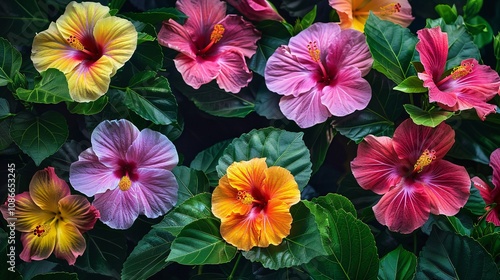 Wallpaper Mural Tropical hibiscus flowers in vibrant colors Torontodigital.ca