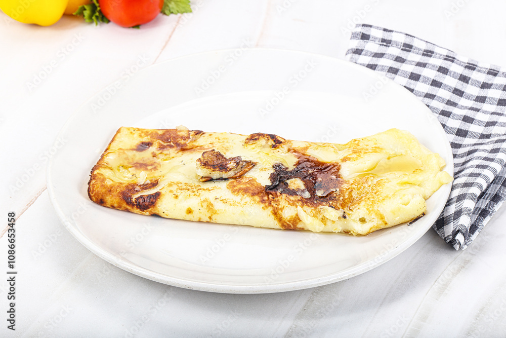Sweet pancake with banana and honey Sweet pancake with banana and honey