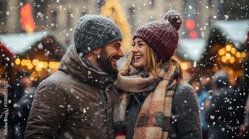 Tourists embrace winter joys in prague s old town square amid snowfall and festive market vibes