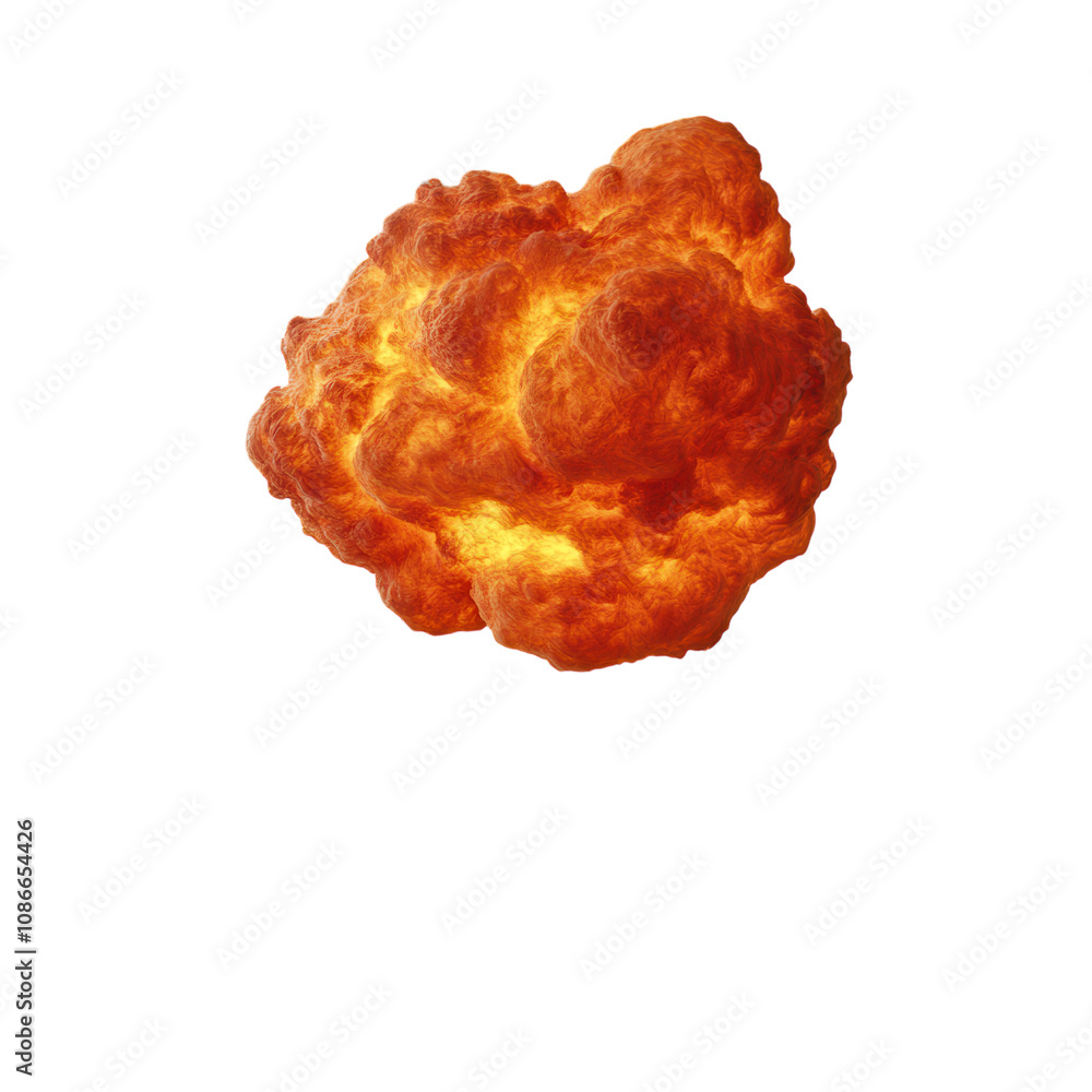 Fiery explosion captured mid-air, isolated on a pure white background. PNG transparent. Fiery explosion captured mid-air, isolated on a pure white background. PNG transparent.