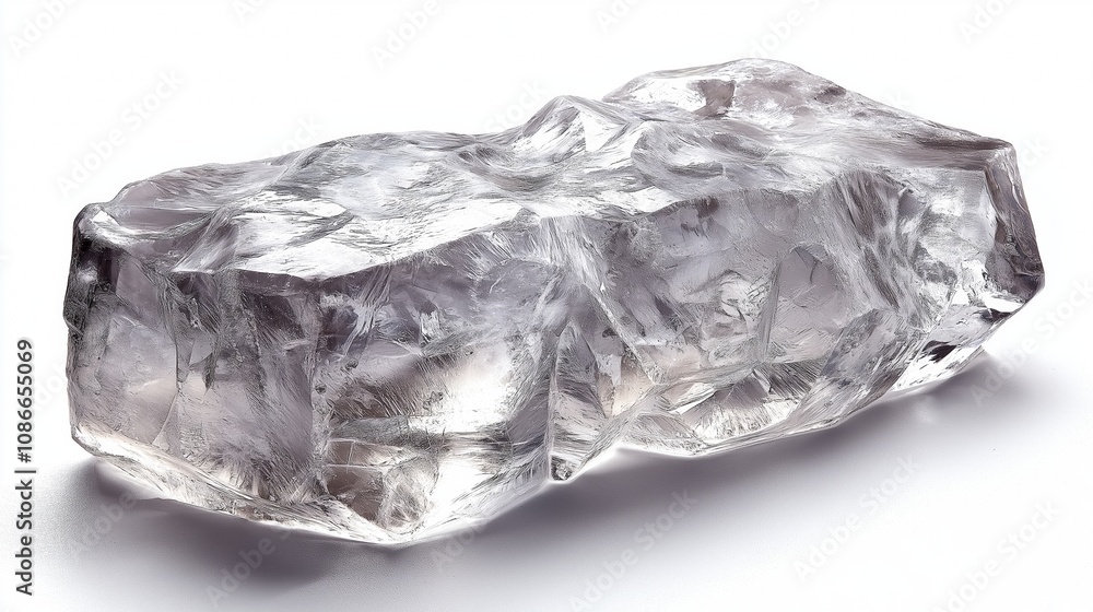 Crystal clear natural ice block in light blue tones, levitate on white background. Crystal clear natural ice block in light blue tones, levitate on white background.