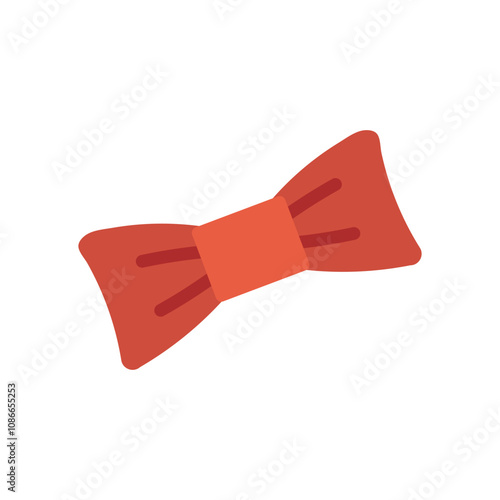Bow ribbon, accessory clothing. Flat style festive element.