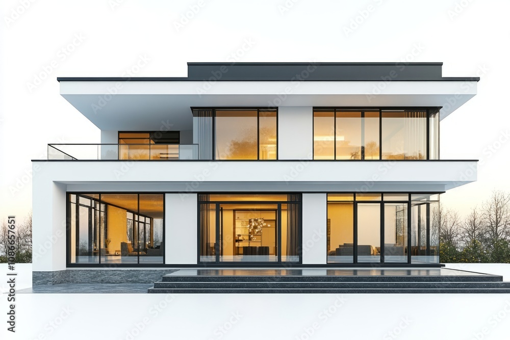 A modern house design showcasing sleek lines and expansive windows. This architectural masterpiece blends style and functionality seamlessly. A perfect home for contemporary living. Generative AI A modern house design showcasing sleek lines and expansive windows. This architectural masterpiece blends style and functionality seamlessly. A perfect home for contemporary living. Generative AI
