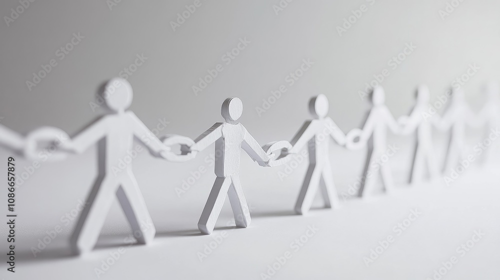 Creative Paper Cutouts of People Holding Hands Symbolizing Unity, Connection, and Community with a Minimalistic Gray Background for Diverse Themes in Communication and Collaboration Creative Paper Cutouts of People Holding Hands Symbolizing Unity, Connection, and Community with a Minimalistic Gray Background for Diverse Themes in Communication and Collaboration