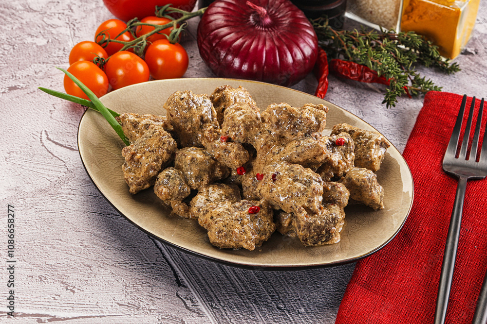 Beef liver with cream sauce Beef liver with cream sauce