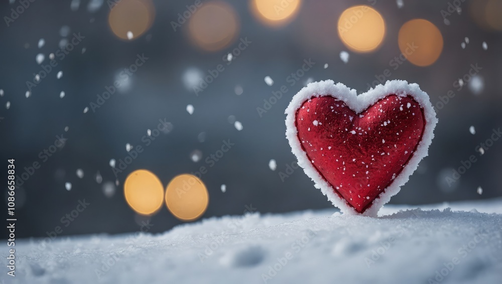 Fototapeta premium Valentine heart with snow