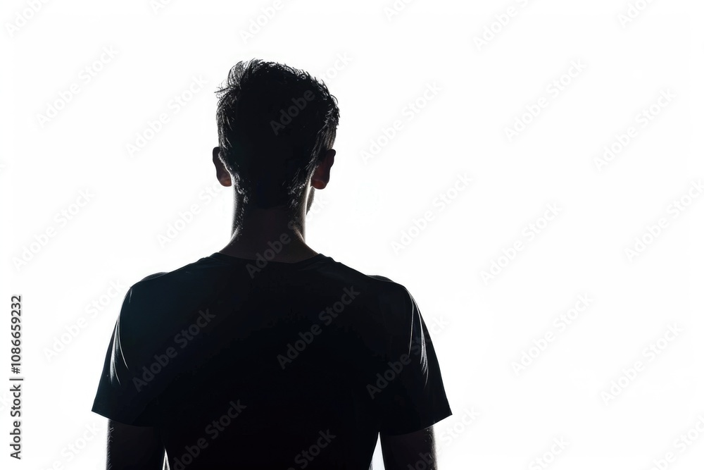 Silhouette portrait of man with his back looking away isolated on white background Silhouette portrait of man with his back looking away isolated on white background