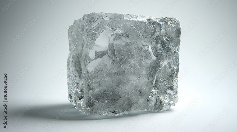 Crystal clear natural ice block in light blue tones, levitate on white background. Crystal clear natural ice block in light blue tones, levitate on white background.