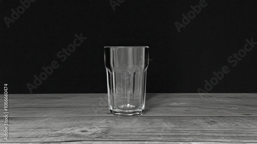 empty water glass on black background on wooden floor