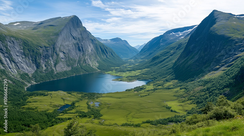 High Mountain Meadows with Majestic Peaks and Serene Waters