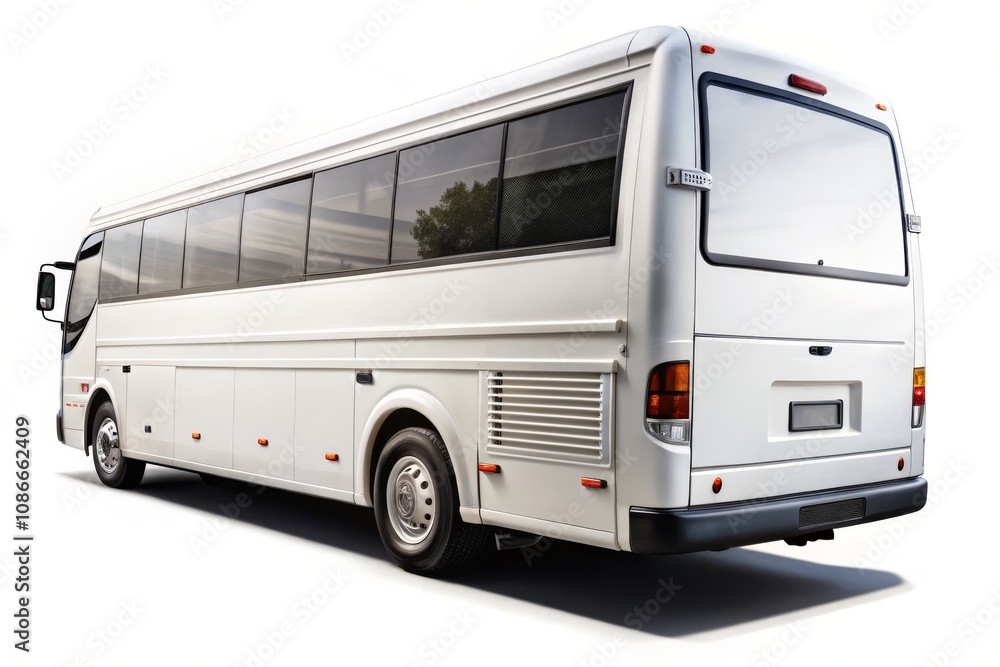 Modern white coach bus on isolated background for travel and transport design Modern white coach bus on isolated background for travel and transport design