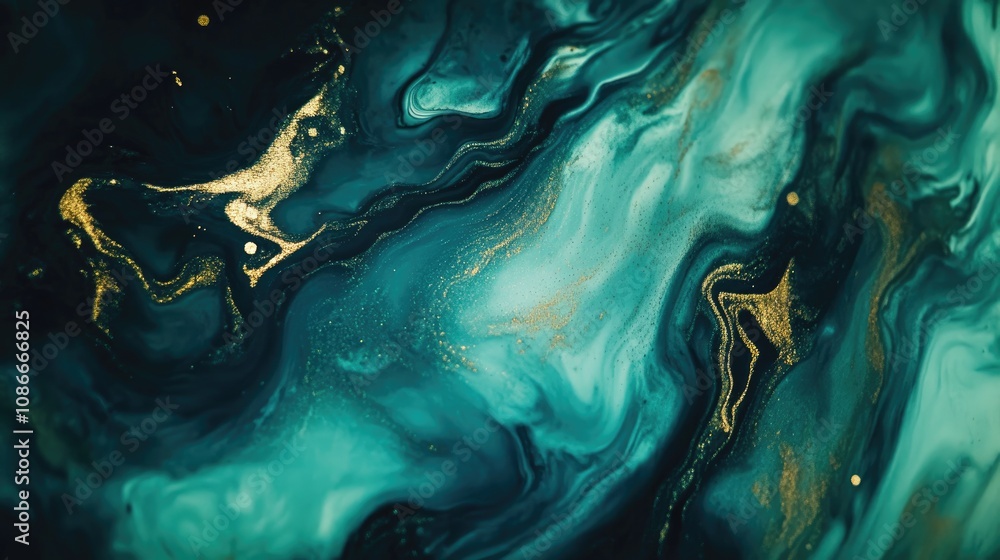 Turquoise and gold fluid art with swirling patterns and shimmering accents, evoking movement and elegance, ideal for modern home decor or creative design inspiration. Turquoise and gold fluid art with swirling patterns and shimmering accents, evoking movement and elegance, ideal for modern home decor or creative design inspiration.