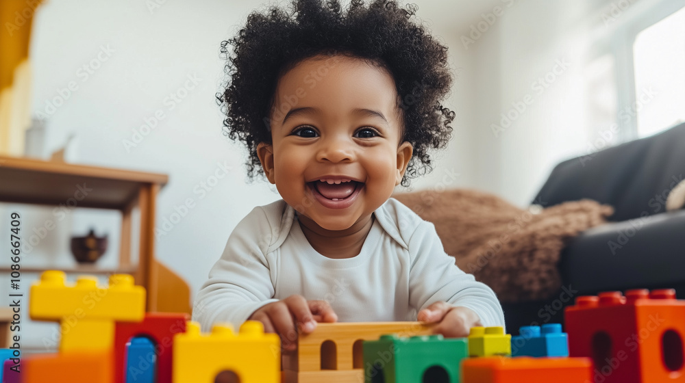 Fototapeta premium Vibrant Lifestyle Photograph of a Young African-American Toddler