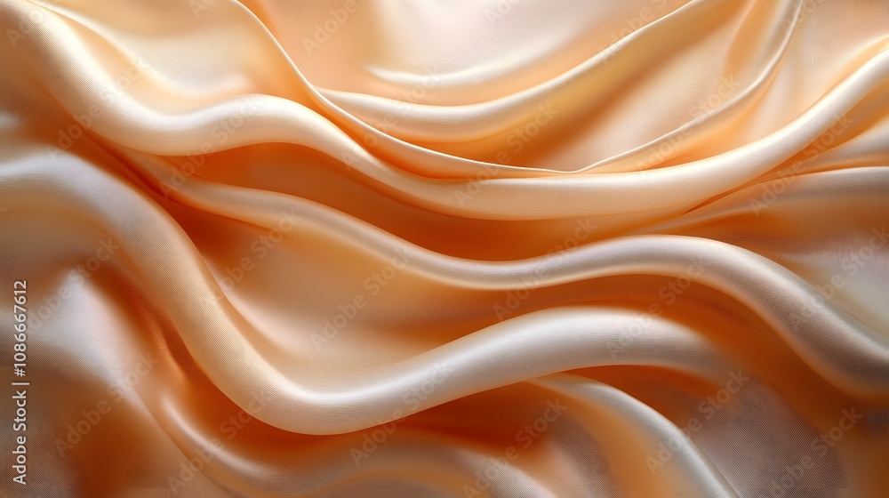 Obraz premium A soft, flowing silk fabric in light brown colors, elegantly swirling and floating. Creating an abstract background