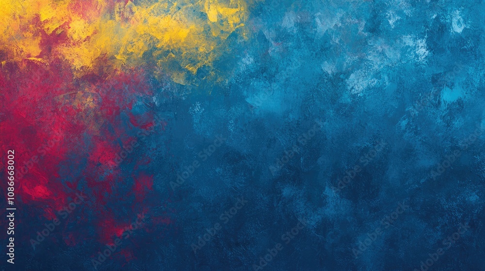 Vibrant abstract background showcasing a dynamic blend of blue, red, and yellow textures, evoking a sense of energy and creativity. Vibrant abstract background showcasing a dynamic blend of blue, red, and yellow textures, evoking a sense of energy and creativity.