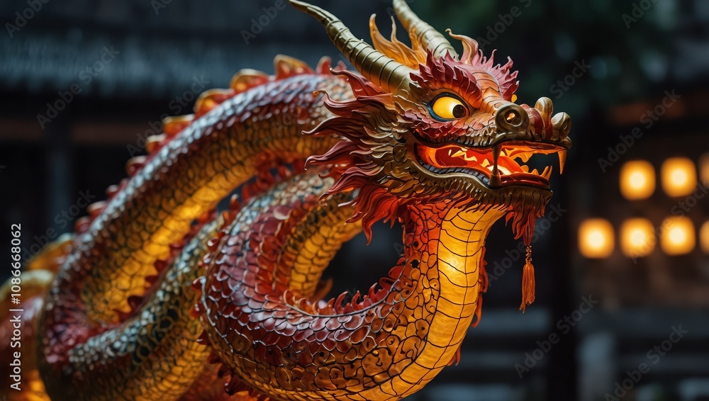 Fototapeta premium Chinese Dragon With Lantern