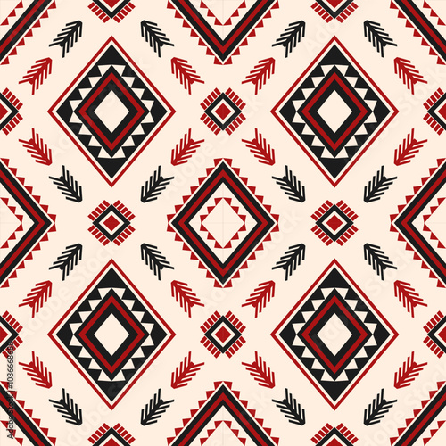 Ethnic geometric pattern, seamless pattern of the Navajo tribe. Native American ethnic. Seamless vector pattern ethnic, seamless Mexican rug, woven carpet. Folk embroidery, Bohemian, Aztec style.